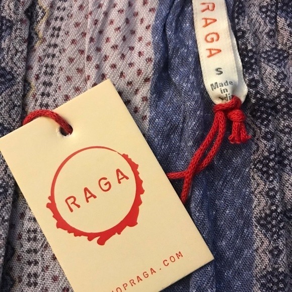 Raga Crop Top Long Bell Sleeves Elastic Neck & Hem Aztec Print Size S - Picture 7 of 8